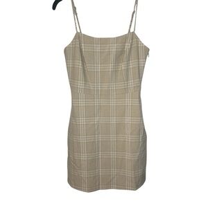 Aritzia Wilfred Beige/Tan Plaid Isabelle Mini Dress